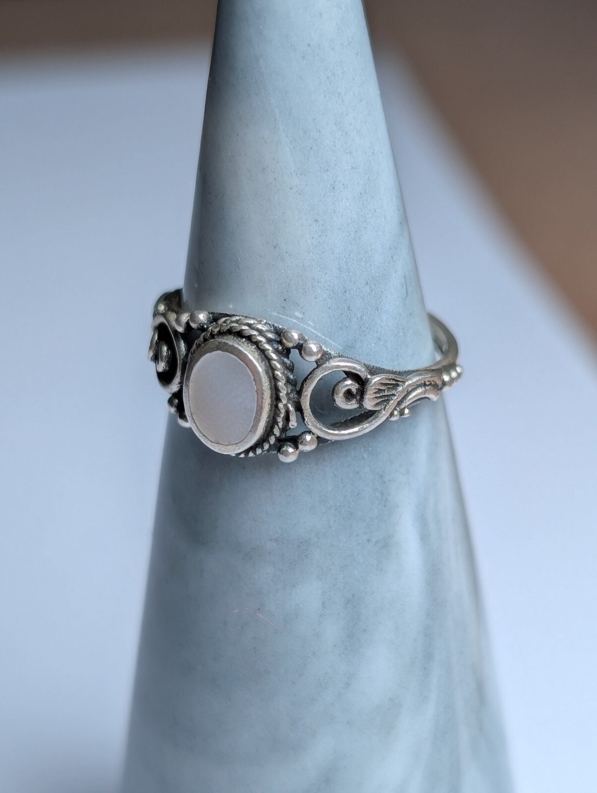 Vintage Sterling Silver White Gemstone Ring | Size I 1/2 | 925 Silver - Image 5