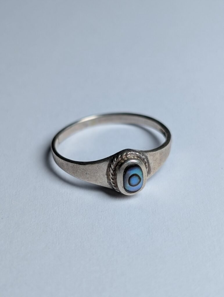 Vintage Sterling Silver Abalone Ring | Size L 1/2 | 925 Silver