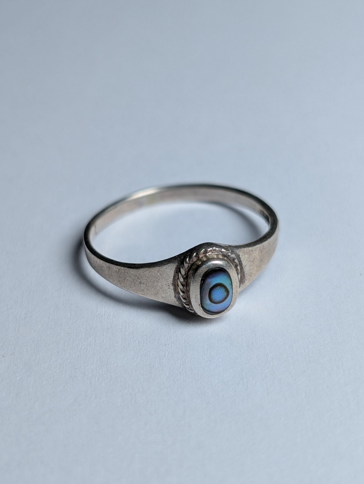 Vintage Sterling Silver Abalone Ring | Size L 1/2 | 925 Silver