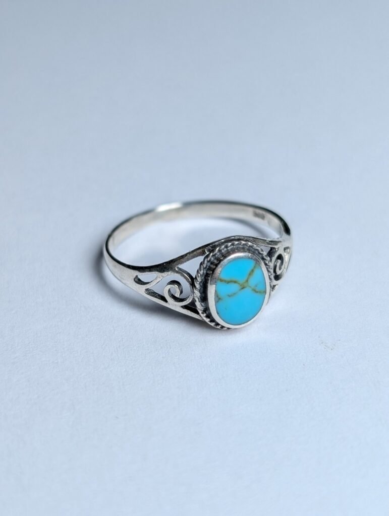 Vintage Sterling Silver Blue Gemstone Ring | Size K | 925 Silver