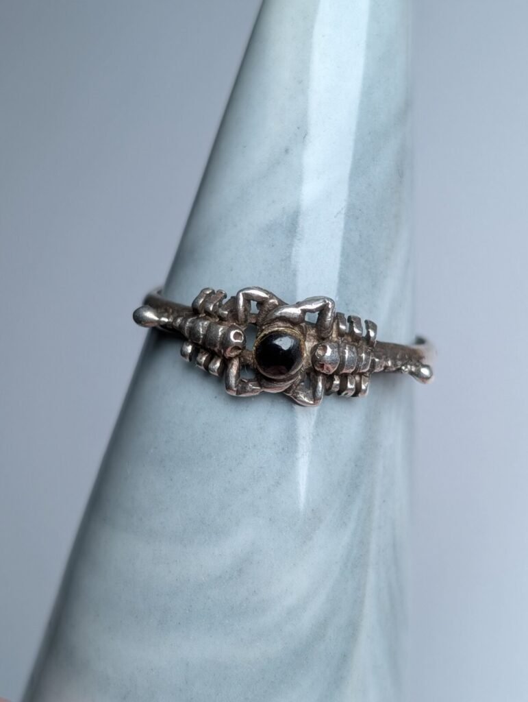 Vintage Sterling Silver Black Onyx Scorpion Ring | Size Q 1/2 | 925 Silver