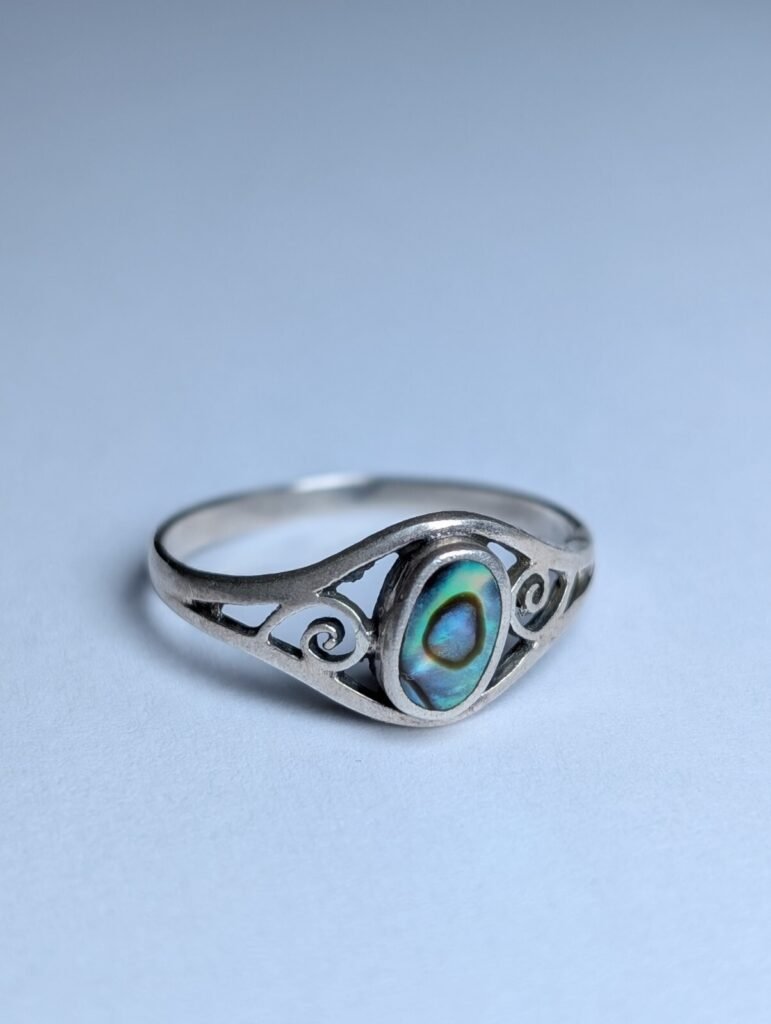 Vintage Sterling Silver Abalone Ring | Size O 1/2 | 925 Silver