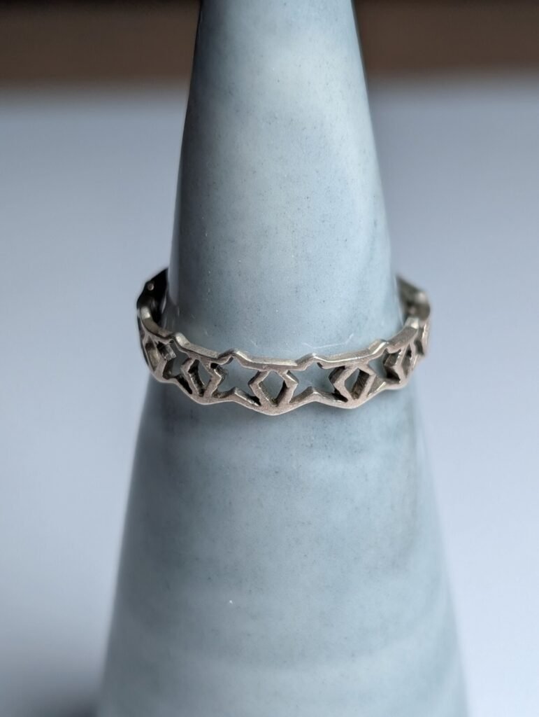 Vintage Sterling Silver Stars Band Ring | Size M 1/2 | 925 Silver