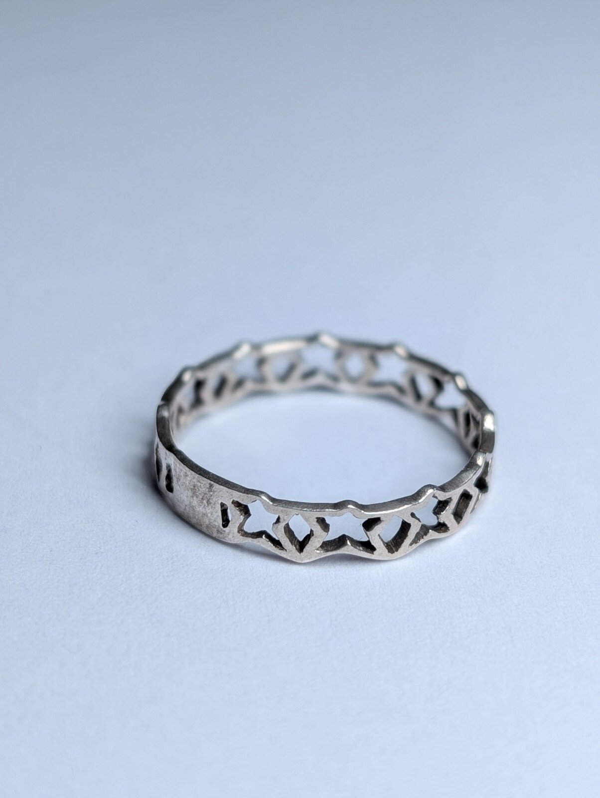 Vintage Sterling Silver Stars Band Ring | Size M 1/2 | 925 Silver - Image 2