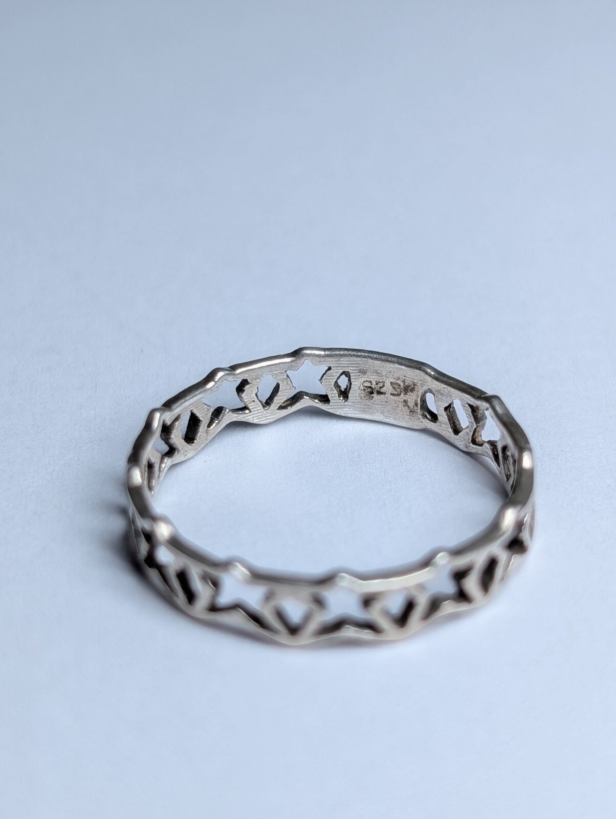 Vintage Sterling Silver Stars Band Ring | Size M 1/2 | 925 Silver - Image 3