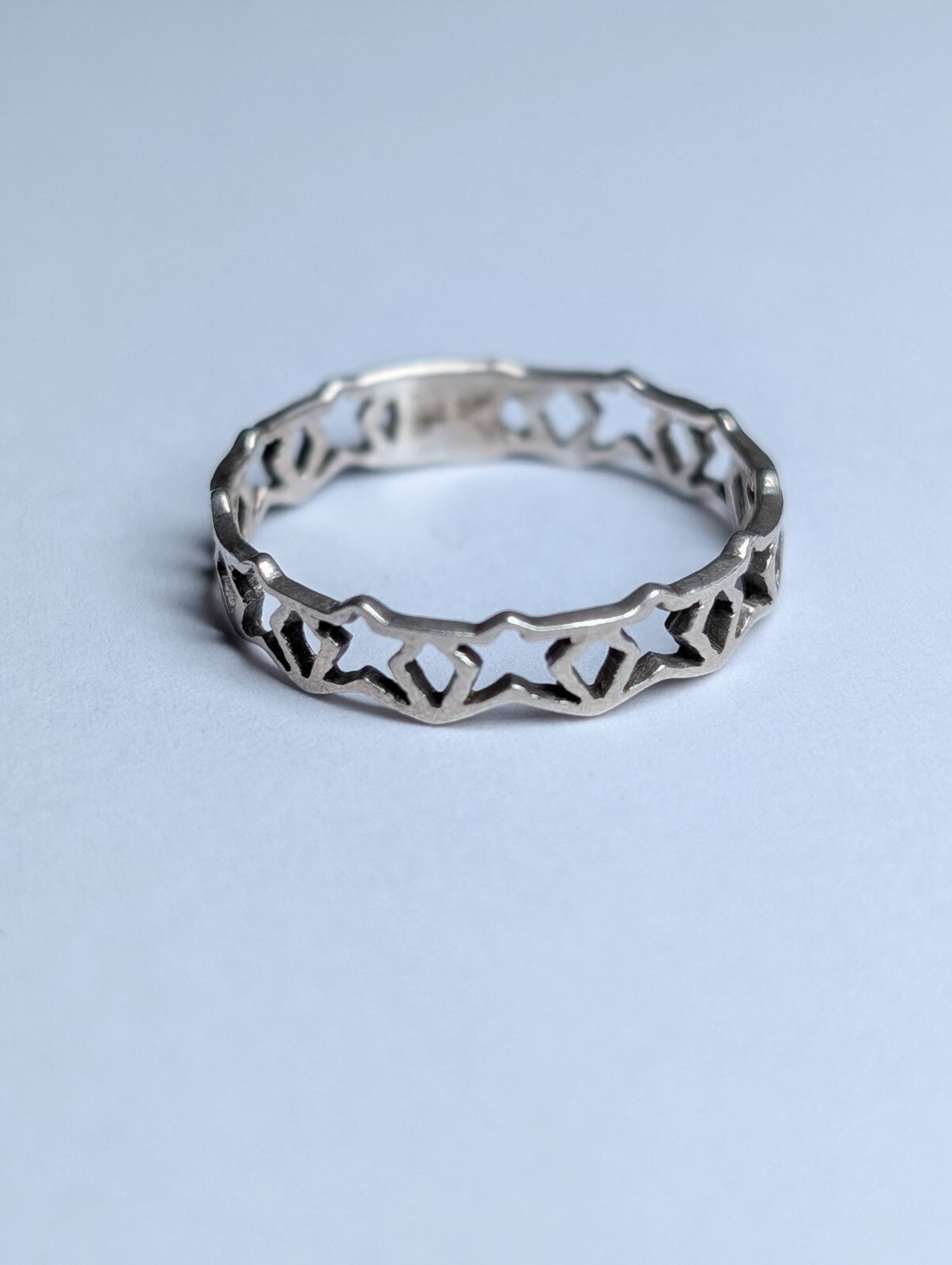 Vintage Sterling Silver Stars Band Ring | Size M 1/2 | 925 Silver - Image 6