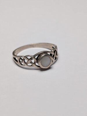 Vintage Sterling Silver Mother Of Pearl Celtic Ring | Size K | 925 Silver