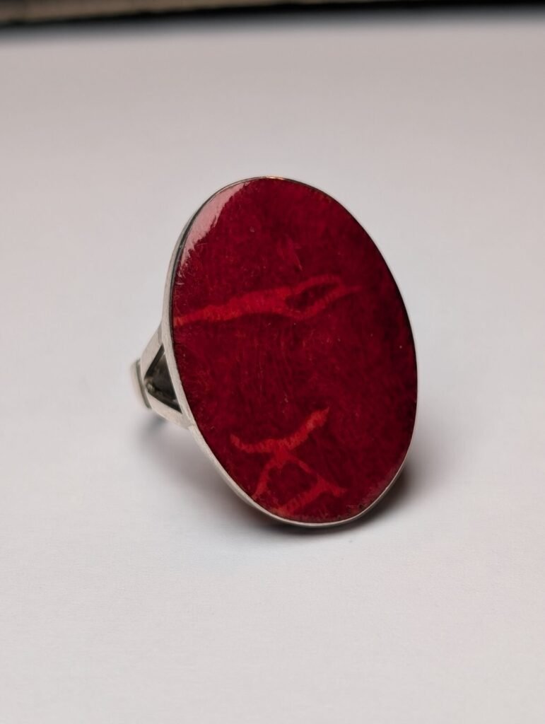 Vintage Sterling Silver Red Paste Ring | Size M 1/2 | 925 Silver