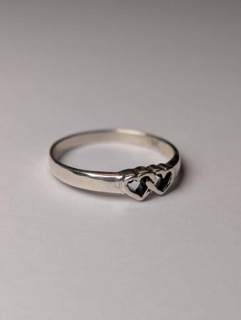 Vintage Sterling Silver 2 Hearts Ring | Size 0 1/2 | 925 Silver