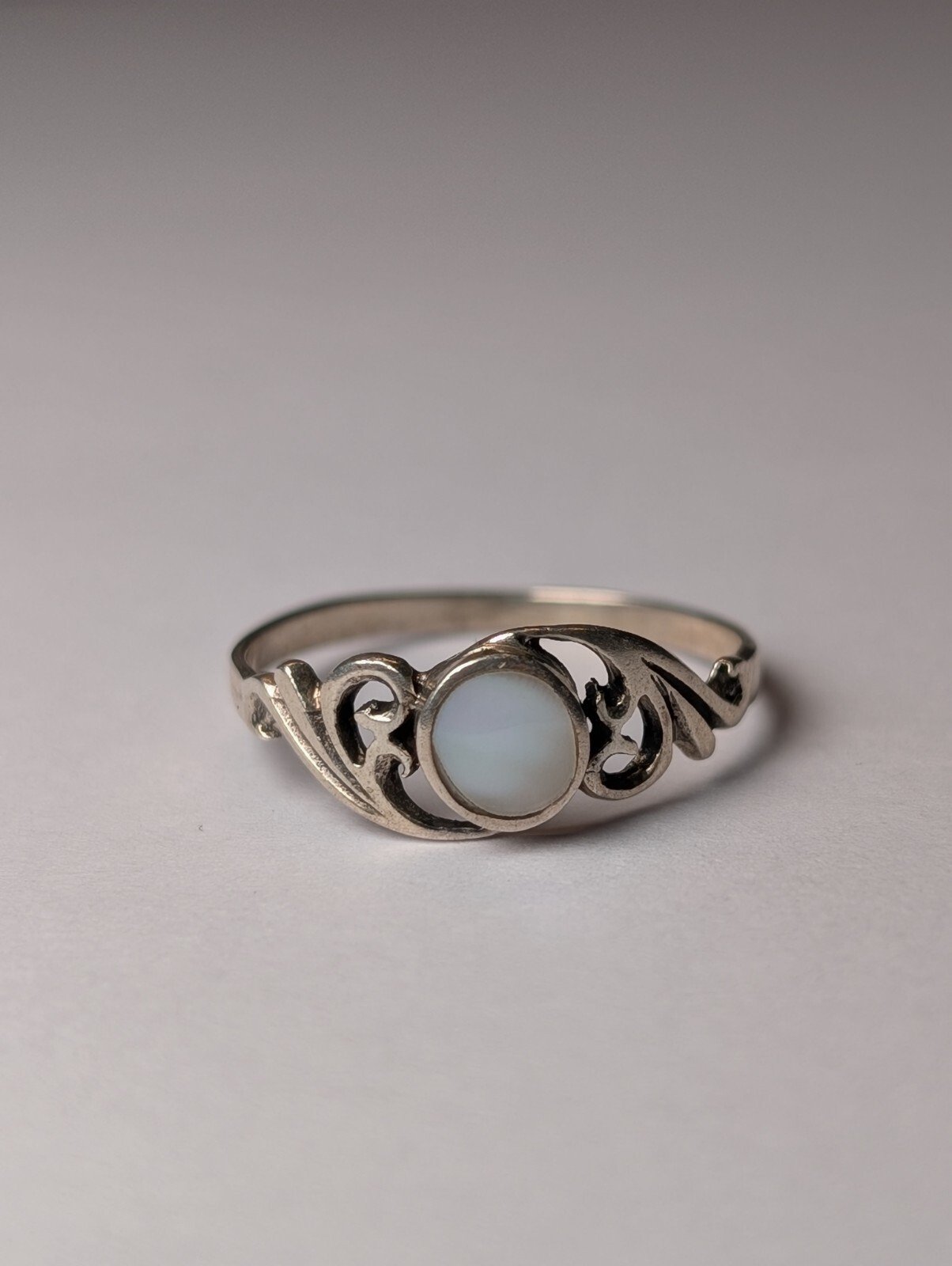 Vintage Sterling Silver Abalone Ring | Size Q | 925 Silver