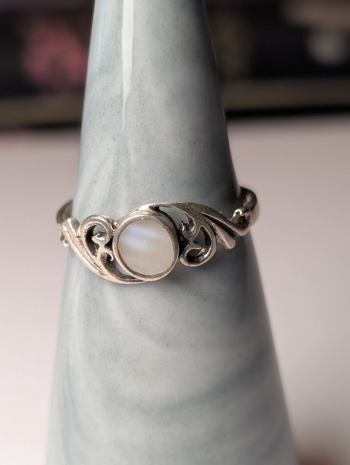 Vintage Sterling Silver Abalone Ring | Size Q | 925 Silver - Image 4