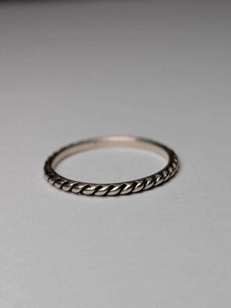 Vintage Sterling Silver Simple Rope Style Band Ring | Size M | 925 Silver