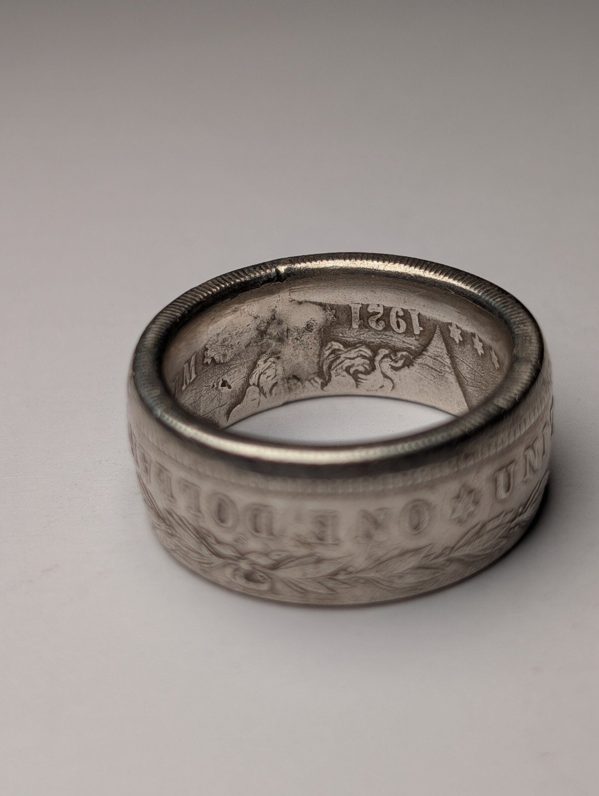 Vintage 90% Silver 1921 Morgan Dollar Coin Ring | Size X - X 1/2 | 900 Silver - Image 7
