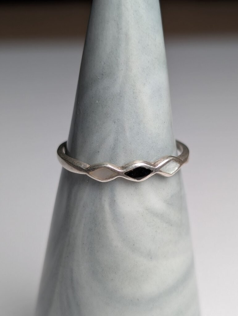 Vintage Sterling Silver Abalone Ring | Size M 1/2 | 925 Silver