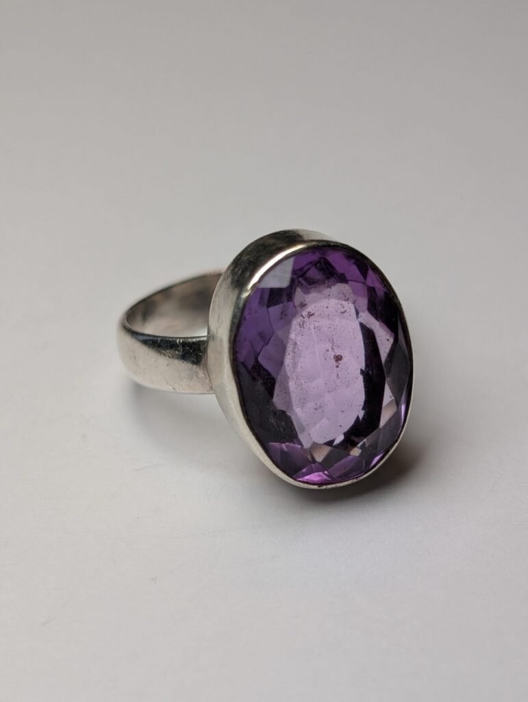 Vintage Sterling Silver Purple Amethyst Ring | Size P 1/2 | 925 Silver