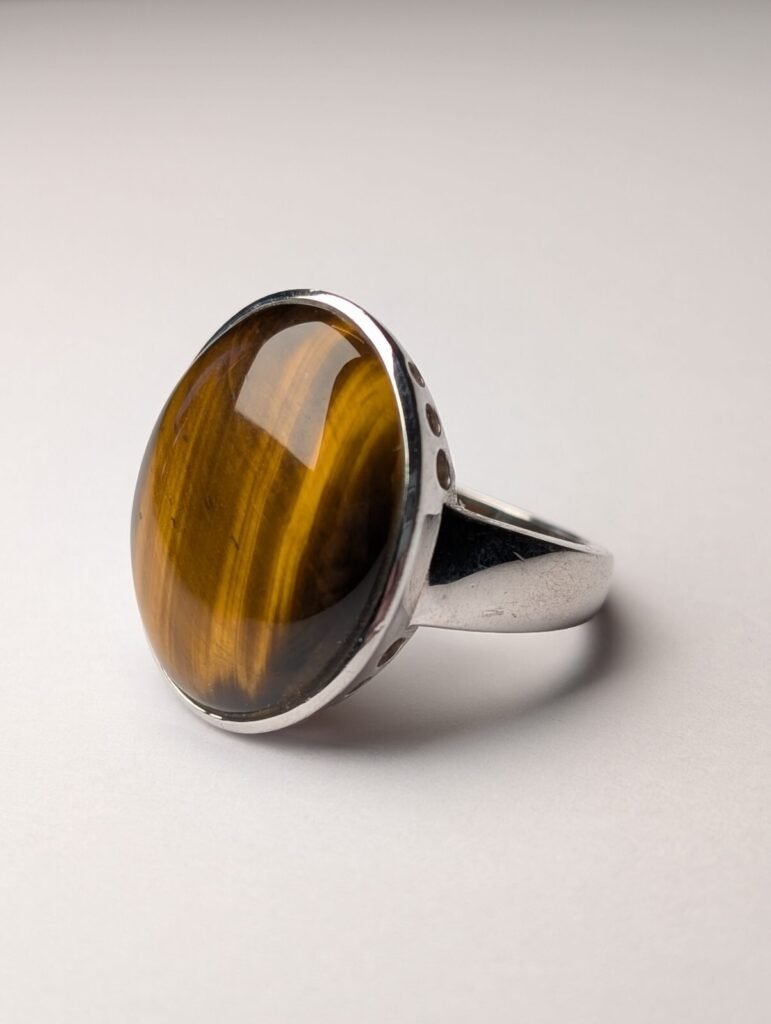 Vintage Sterling Silver Tigers Eye Ring | Size S 1/2 | 925 Silver