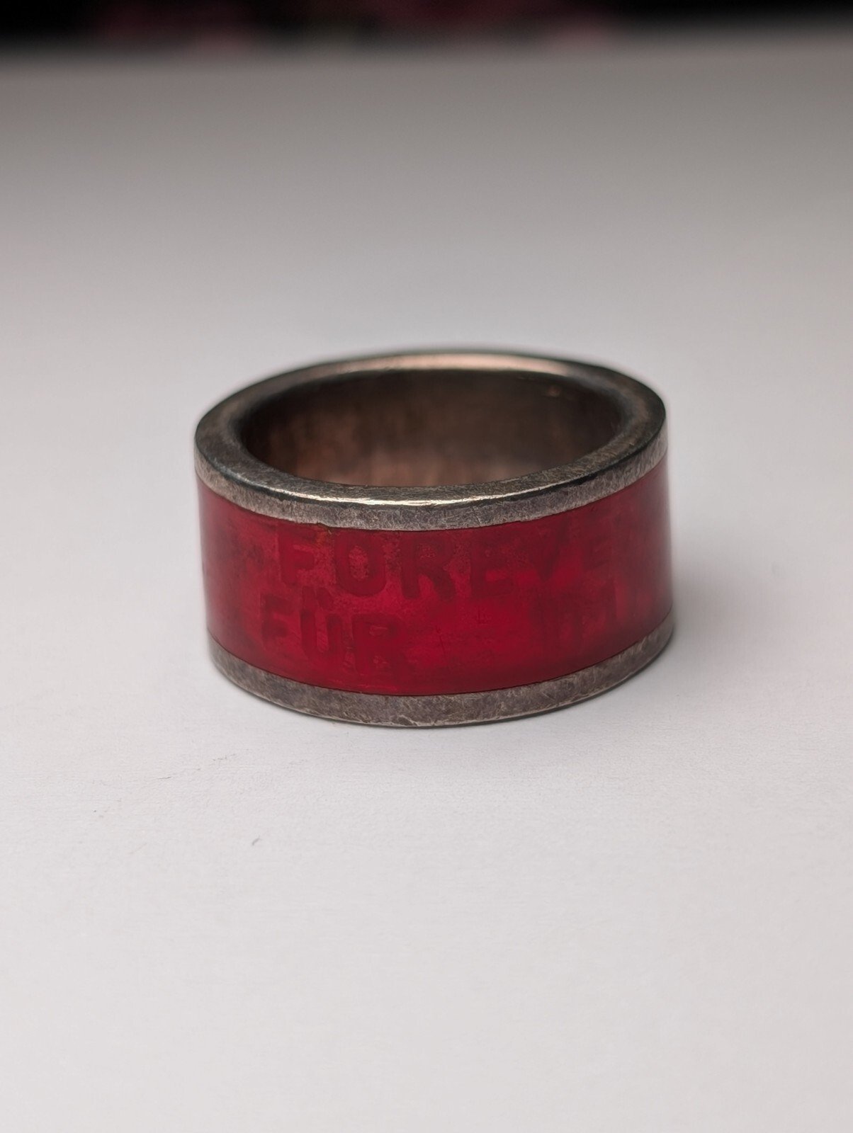 Vintage Sterling Silver Red Forever Ring | Size O 1/2 | 925 Silver - Image 4