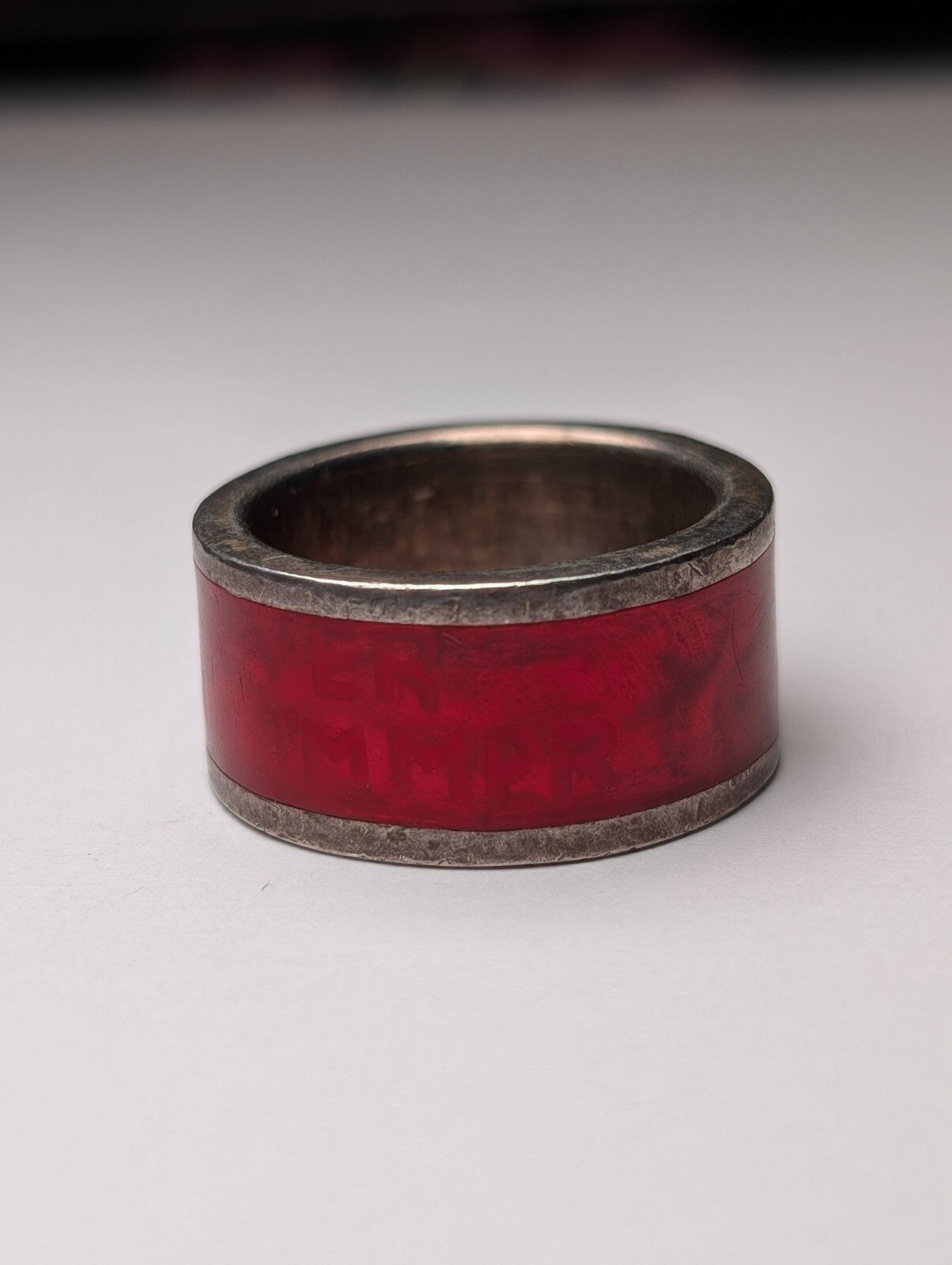 Vintage Sterling Silver Red Forever Ring | Size O 1/2 | 925 Silver - Image 7