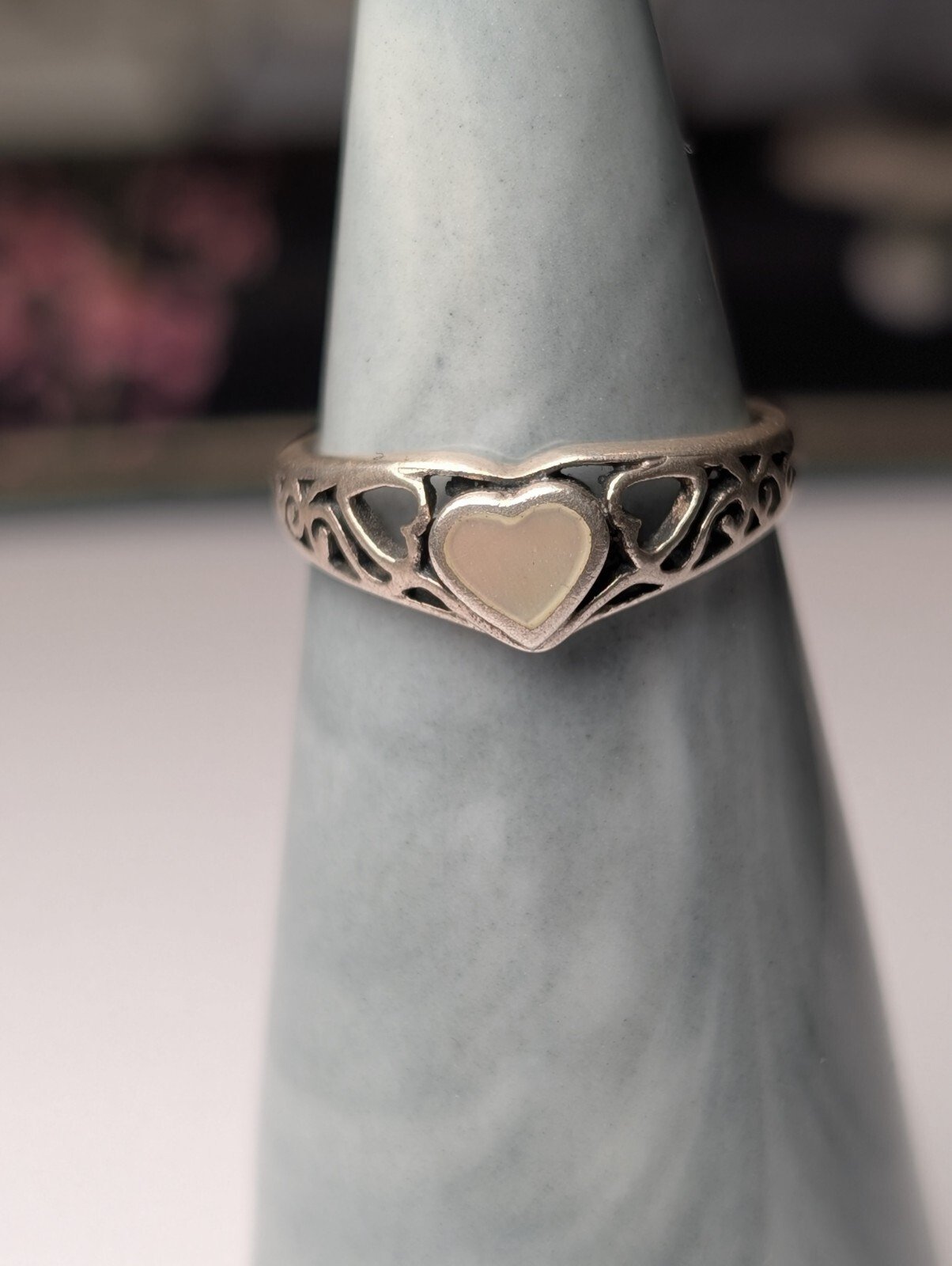 Vintage Sterling Silver Abalone Ring | Size K | 925 Silver - Image 3