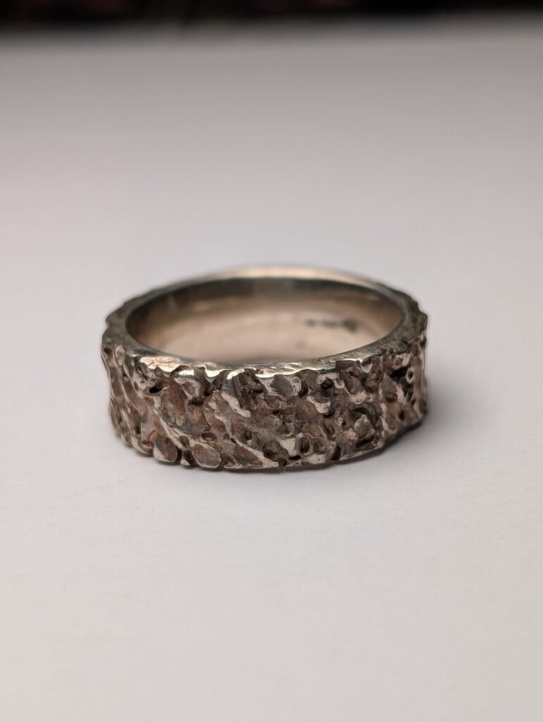 Vintage Sterling Silver Textured Band Ring | Size M | 925 Silver | 8.8g
