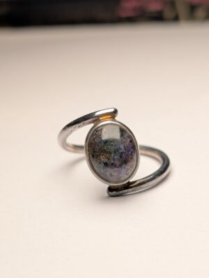 Vintage Sterling Silver Boulder Black Opal Ring | Size R 1/2 | 925 Silver