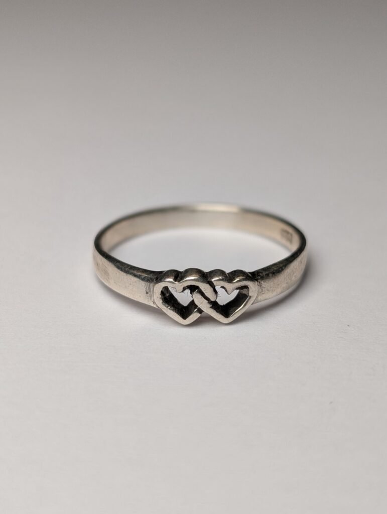 Vintage Sterling Silver 2 Hearts Ring | Size N | 925 Silver