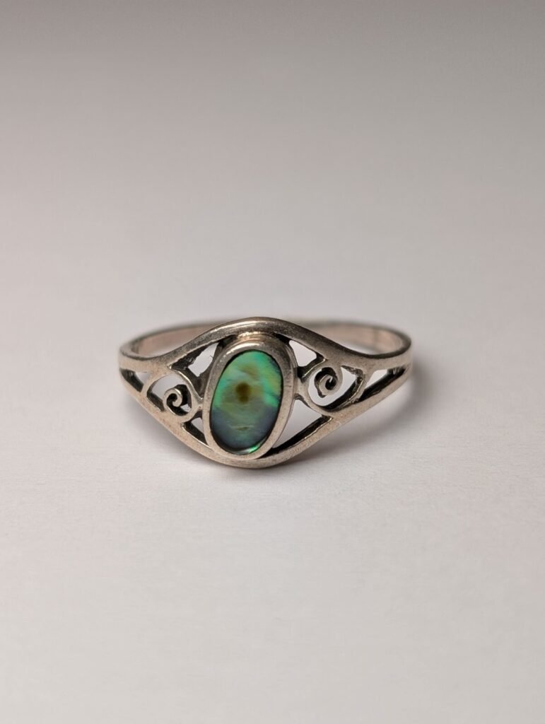 Vintage Sterling Silver Abalone Ring | Size L 1/2 | 925 Silver