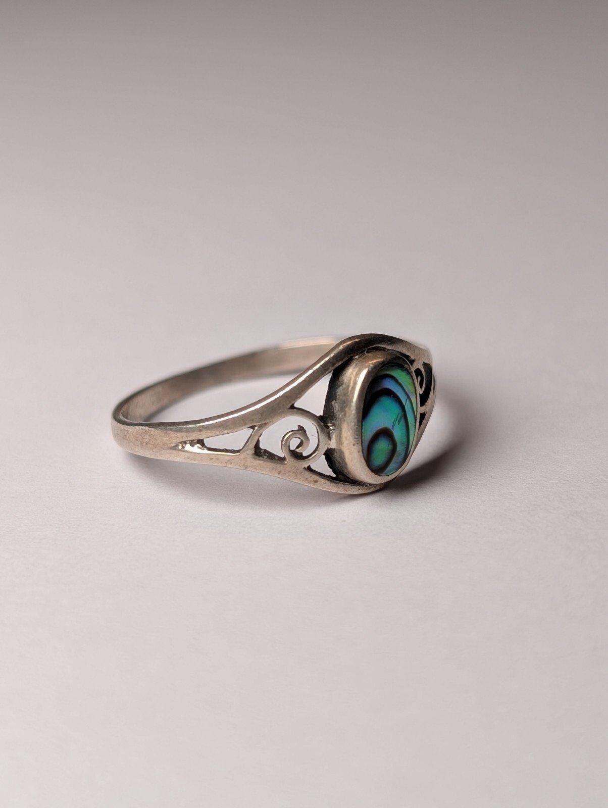 Vintage Sterling Silver Abalone Ring | Size P | 925 Silver - Image 4
