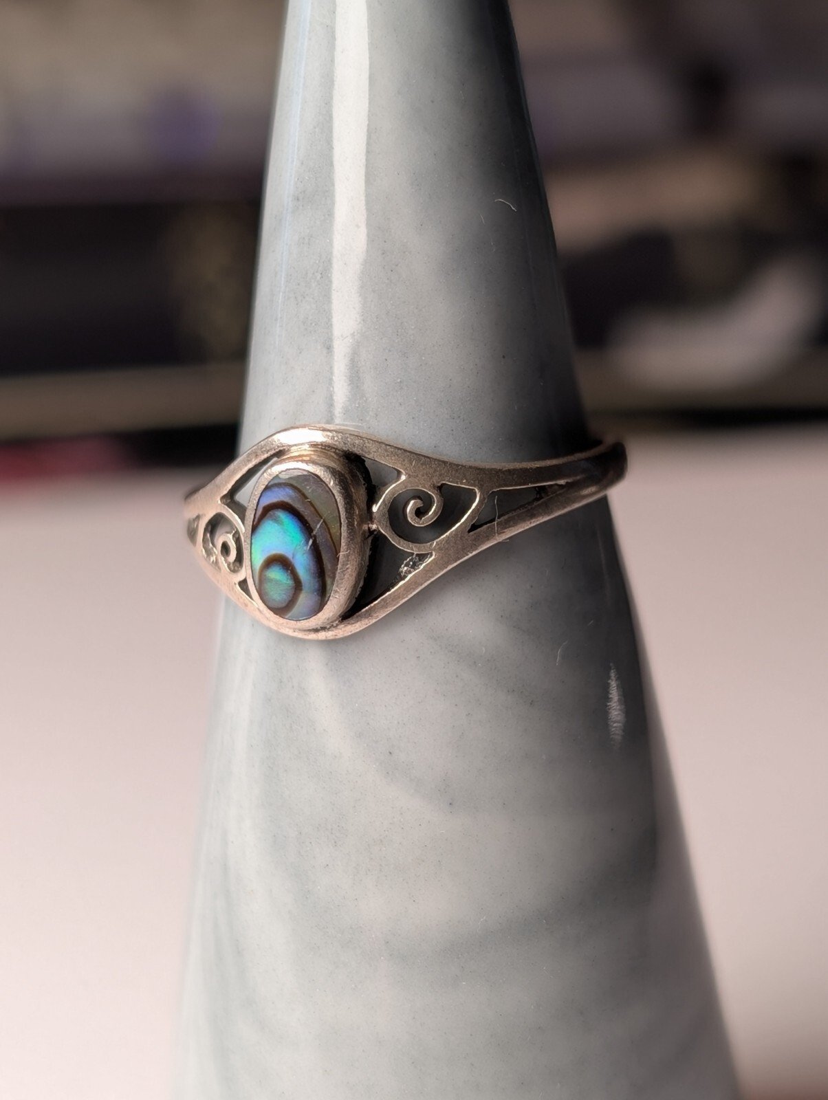 Vintage Sterling Silver Abalone Ring | Size P | 925 Silver - Image 6