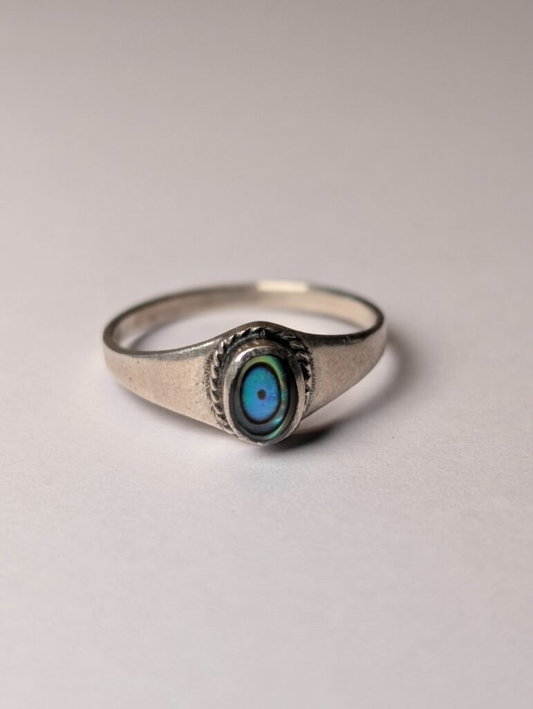Vintage Sterling Silver Abalone Ring | Size J 1/2 | 925 Silver
